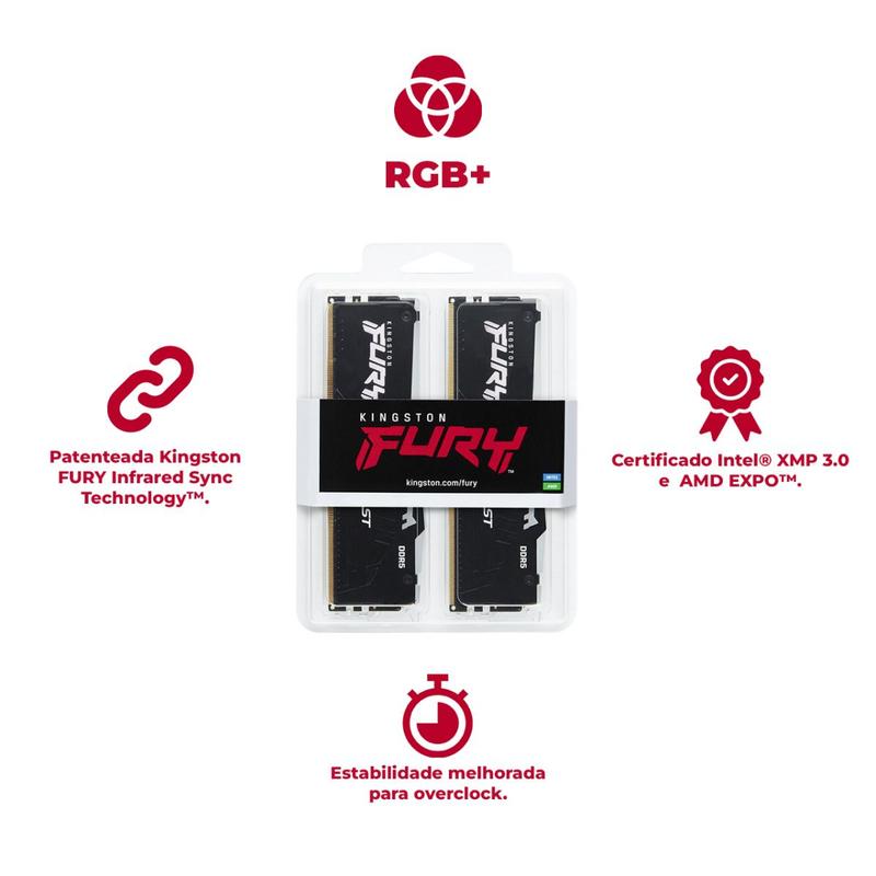 Memória Kingston Fury Beast 5200MHz DDR5 16GB (1x16GB) XMP3